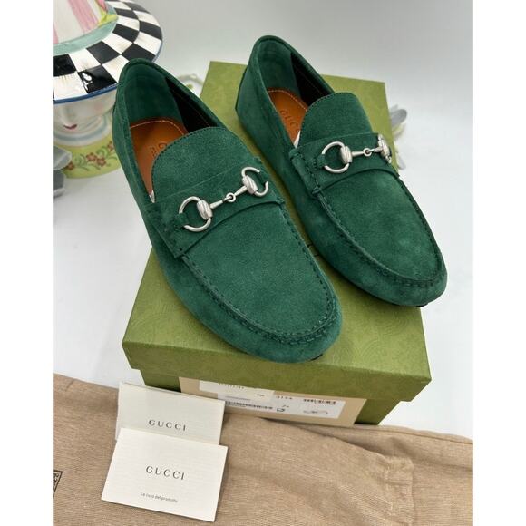 Men\'s Gucci suede horse bit driver loafers size 7.5 fits 8 US made in Italy main image 5